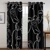 Cheap 240*270CM Abstract Art Modern Simple Black Face Thin Windows Curtains for Living Room Bedroom Decor 2 Pieces Free Shipping