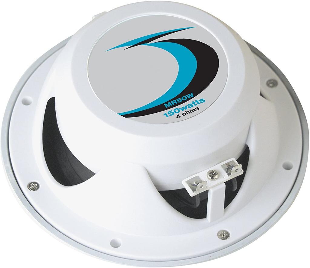 White 5.25 Inch Waterproof Speaker 15.5cm Outside Diameter 2-Way Dual Cone 150W Full Range