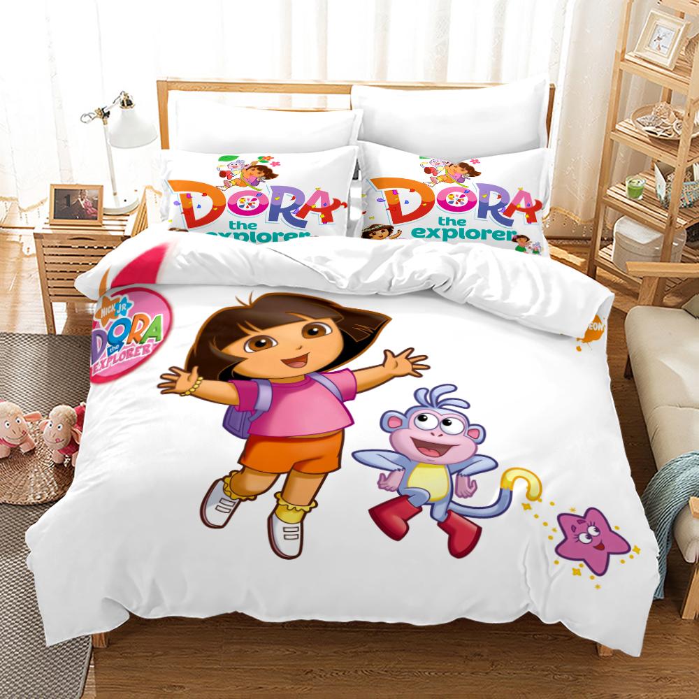Dora Bedding Collections Kids Boys Girls With Bed Linen Queen King Full Twin Single Size New Anime Kamado Nezo Duvet Cover Collections