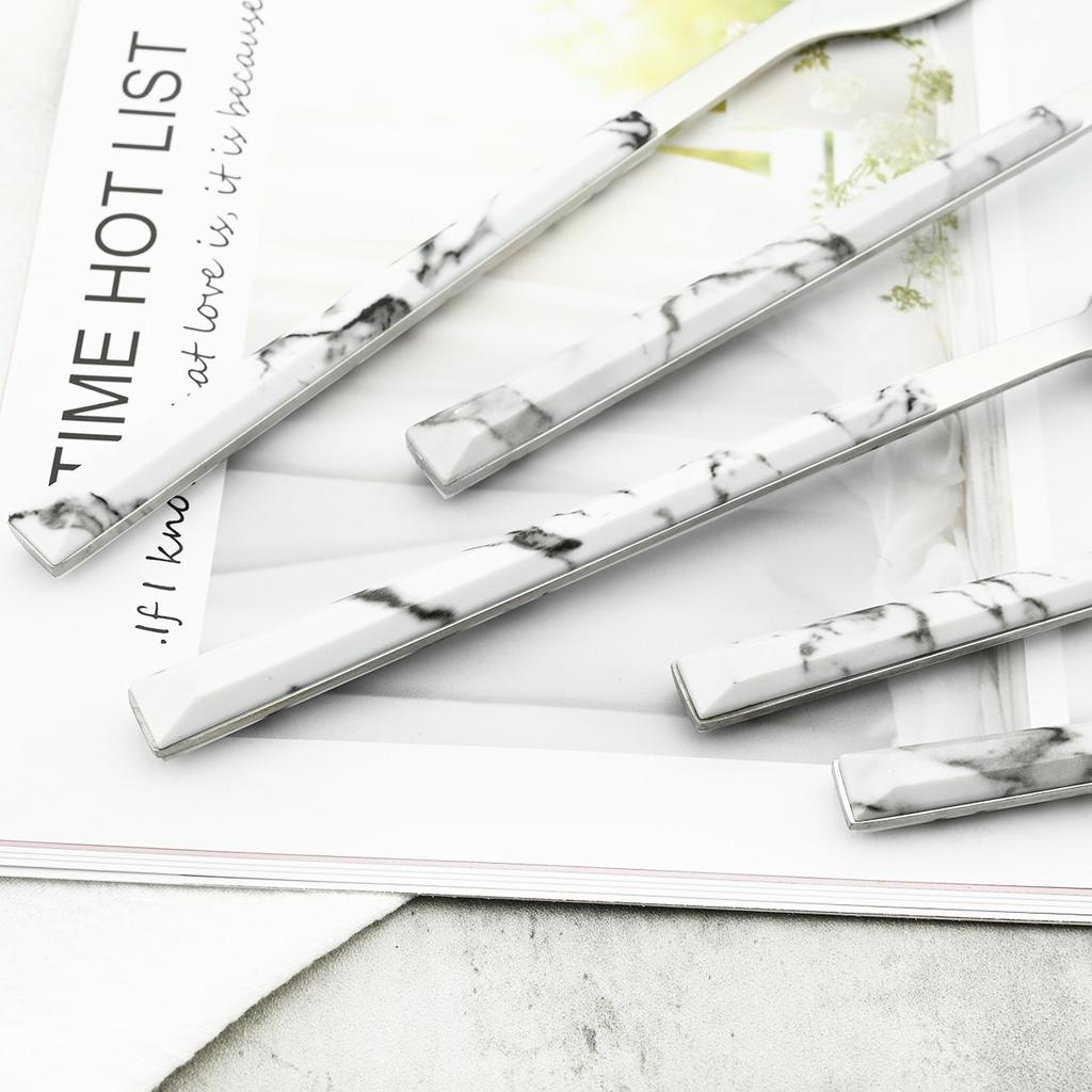 30Pcs Imitation Wooden Handle Dinnerware Cutlery Set Stainless Steel Tableware Knife Fork Spoons Silverware Western Flatware