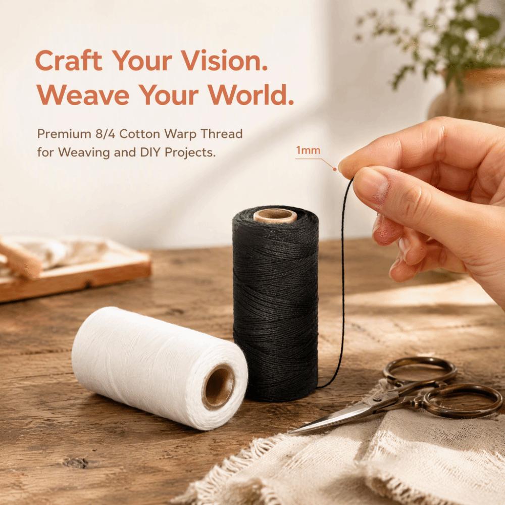 2pcs Pure Cotton Cotton Warp Thread 8/4 Count Embroidery Thread Weaving Yarn DIY Craft Projects