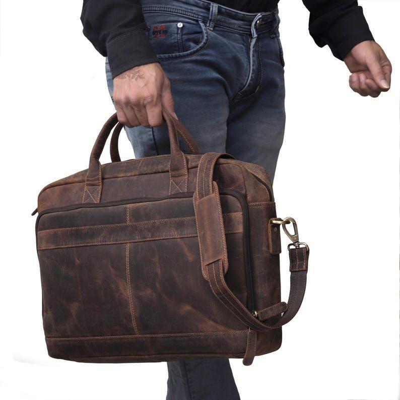 Leather Briefcase Bag Mens Laptop Messenger Bag Office Shoulder Bag Personalized Handbag for Men and Women Classic Gift for Him
