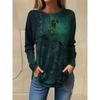 Spring and Autumn Round Neck Vintage Floral 3D Printed Top Fashionable Casual Long Sleeved Women's T-shirts