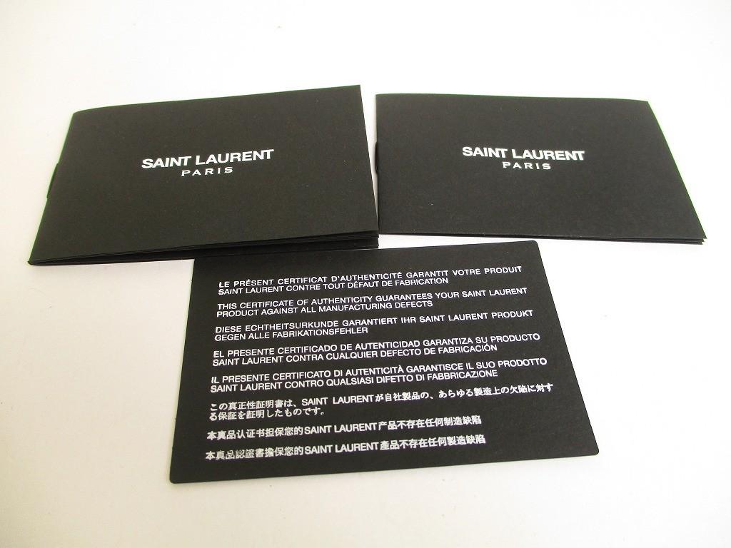 Оригинальный кошелек Saint Laurent YSL серебристый мотив YSL черная кожа длинный кошелек с клапаном #a875 Восстановленный