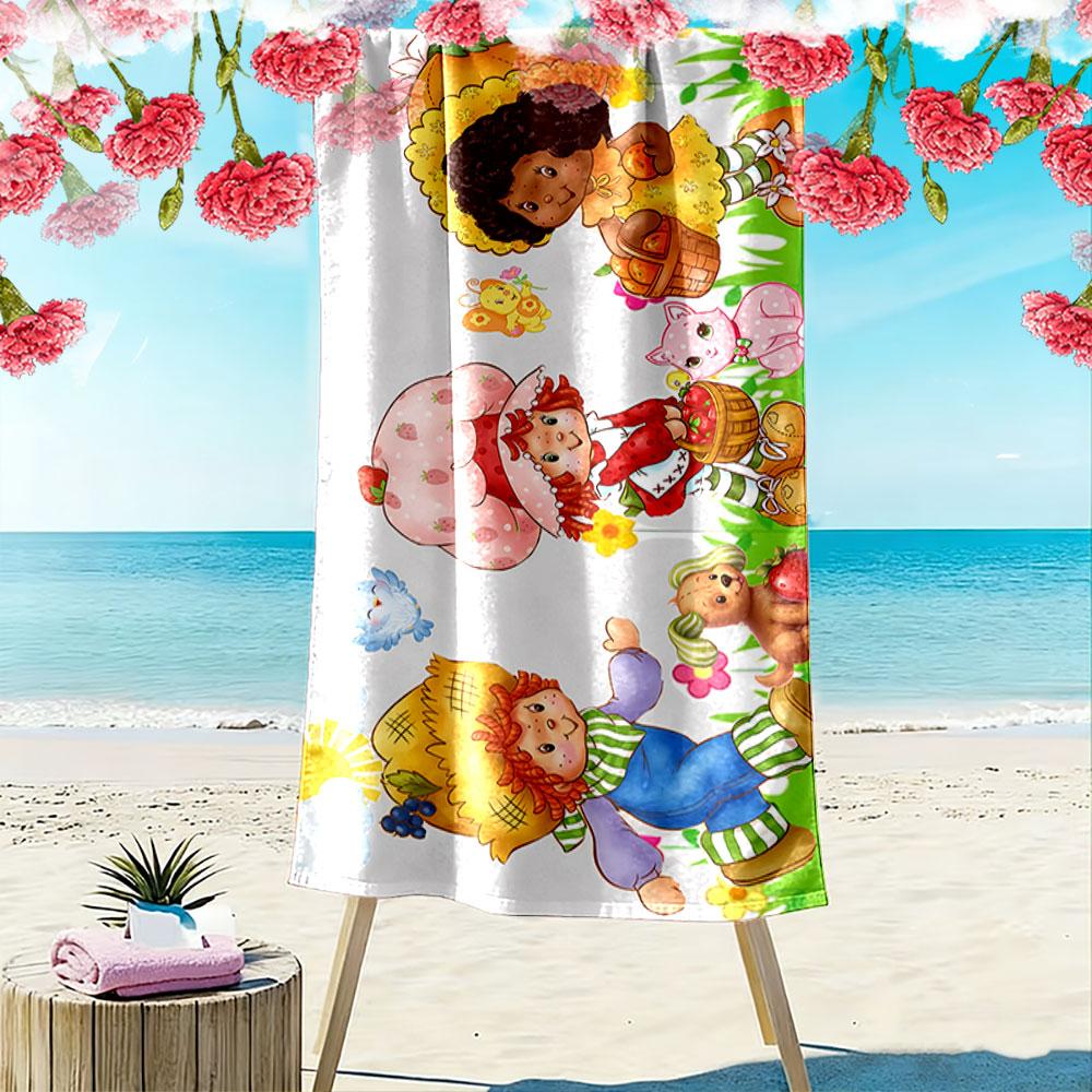 Cartoon Farm Kids with Animals A must-have beach towel for beach travel