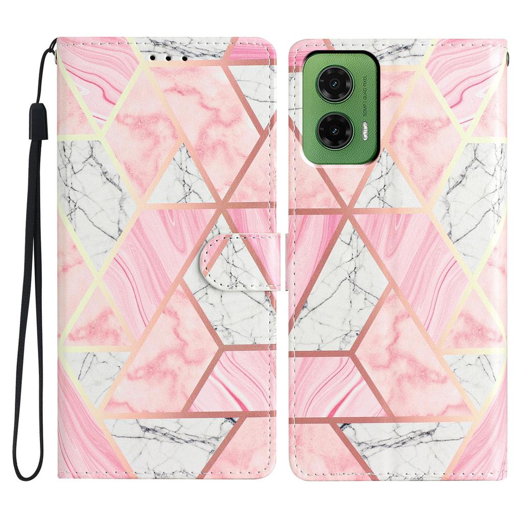 For Motorola Moto G35 5G Wallet Case PU Leather Pattern Printing Stand Phone Cover with Strap