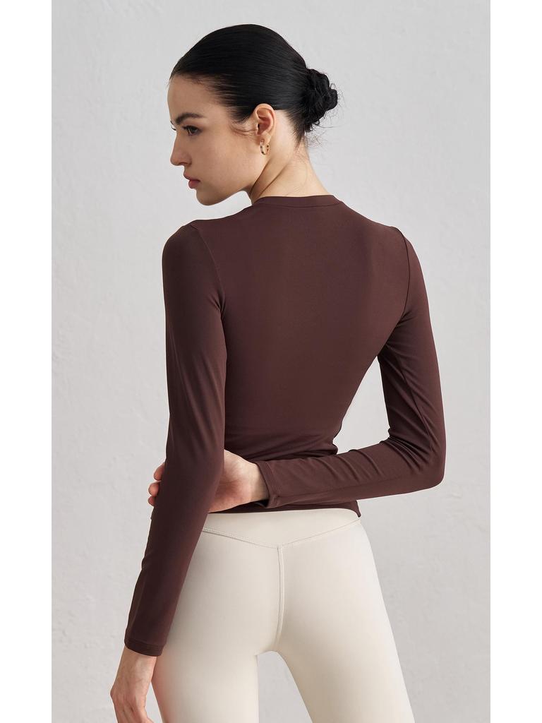 SNU Осенний свитшот с круглым вырезом, облегающий топ для йоги - Ощущение обнаженности, с длинным рукавом, фитнес базовый слой