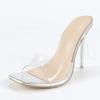 PVC Transparent Sandals For Women Summer Fashion Square Open Toe Perspex Clear High Heels Female Shoes Sandal Size 35-42