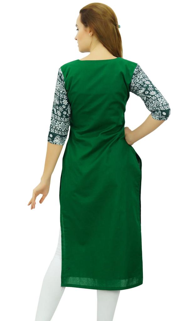 Phagun Женская хлопковая дизайнерская черная туника Kurta Ethnic с рукавами 3-4 Kurta-10