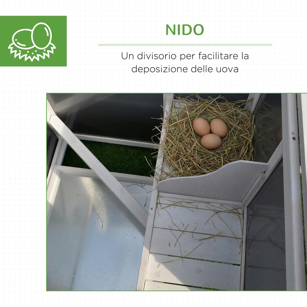 Outdoor Chicken Coop for Laying Hens with Waterproof Roof and Running Area, Wooden Nesting Box, 160x75x80 cm, Grey and White