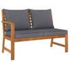 Day and Night - Day and Night Acacia Wood Garden Bench and Dark Gray Cushions 114.5 Cm
