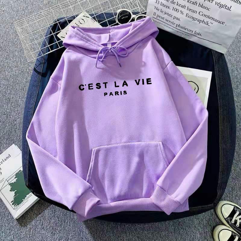 Letter Print New Hooded Sweater Women's Spring Long-sleeved Lazy Style Loose Hooded Top