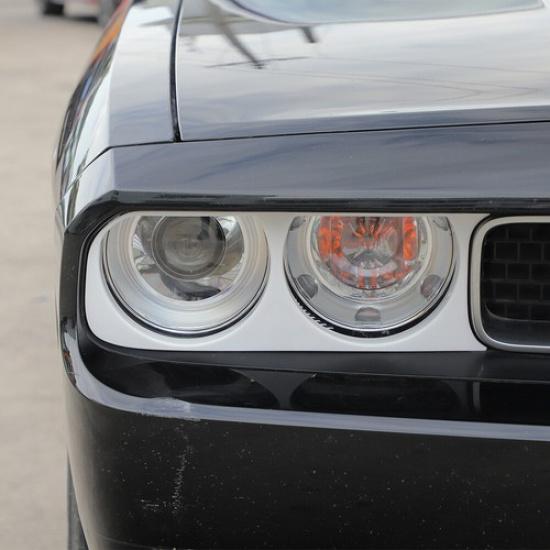 2x White Front Headlight Trim Decoration Cover for Dodge Challenger 2009-2014