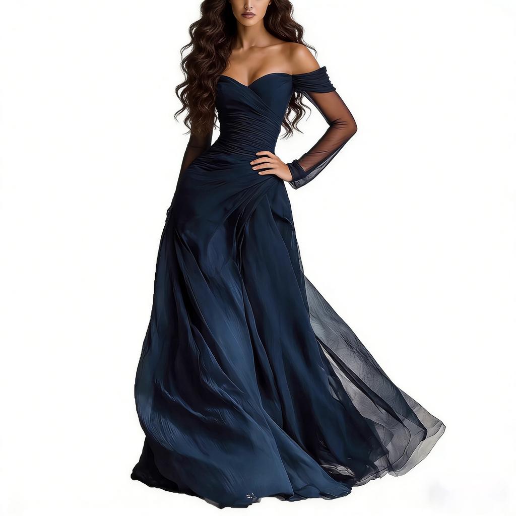 Женское Повседневное Элегантное Сетчатое Пэчворк Платье-Макси Без Бретелей