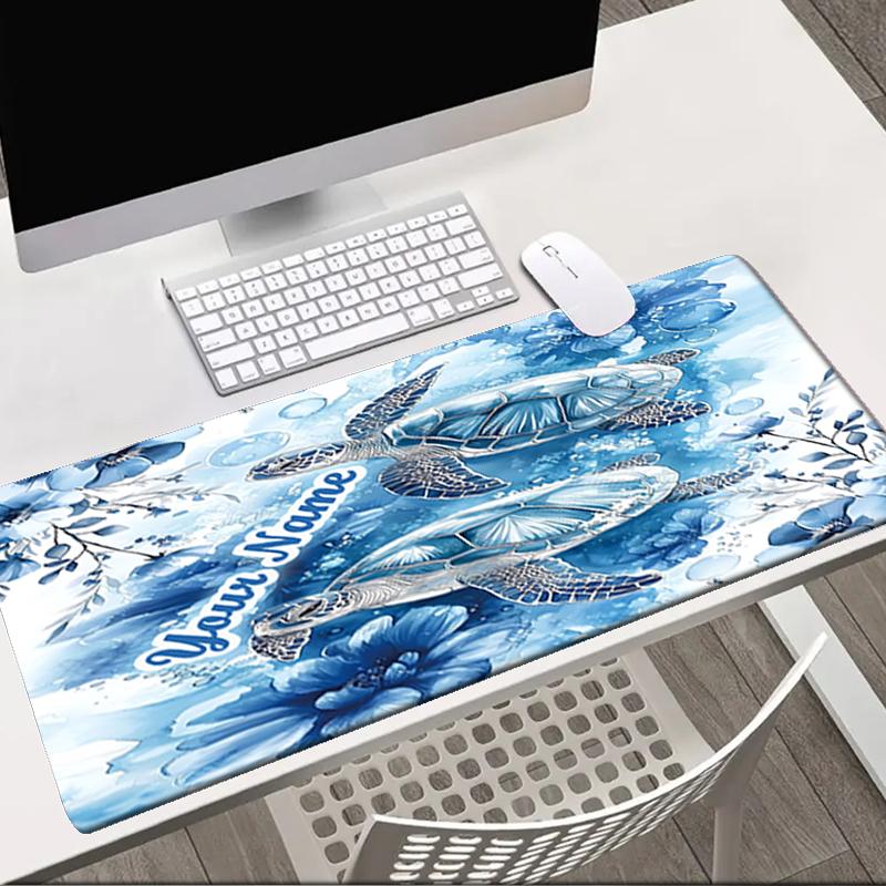 1PC Custom Name Ocean Turtles Flowers Mouse pad, keyboard and mouse desk pad, for computer notebook Birthday Gift For Any Room Or Office
