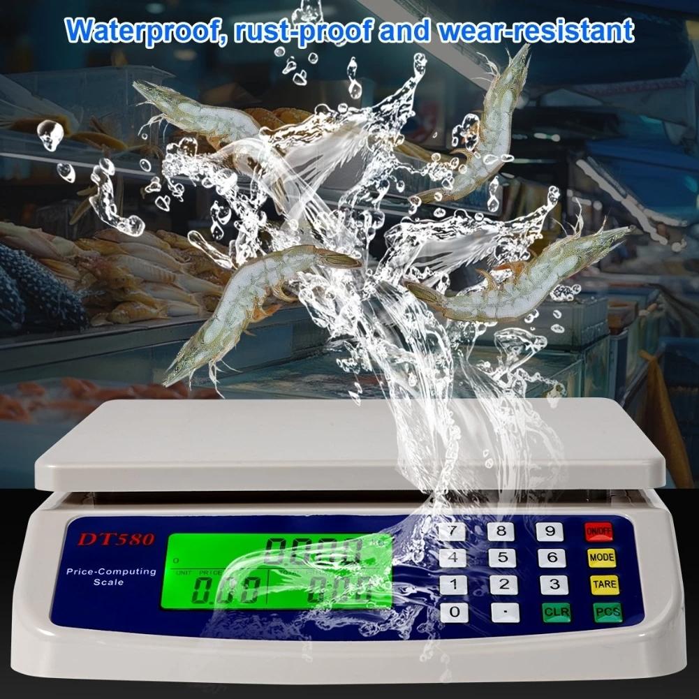 30 кг/1 г Коммерческие весы для продуктов ЖК-дисплей Весы для расчета цены Многофункциональные весы из нержавеющей стали Счетные весы для приготовления пищи