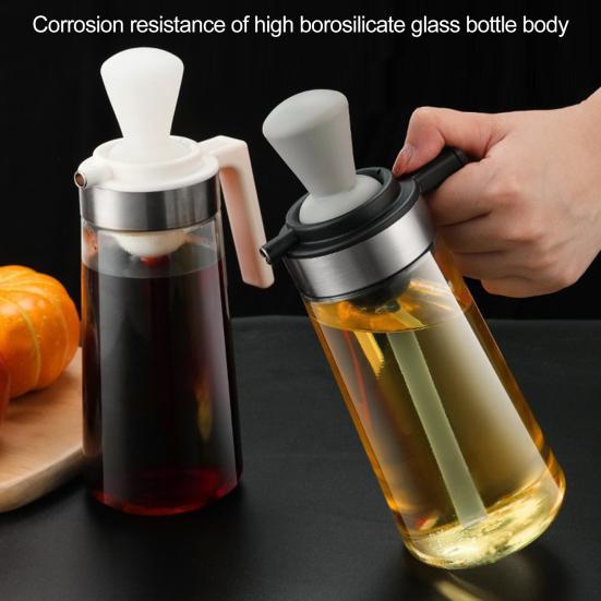 304 Stainless Steel Oil Spout Glass Oil Bottle with Silicone Brush Smooth Dispensing Easy Refilling Precision Oil Dispenser