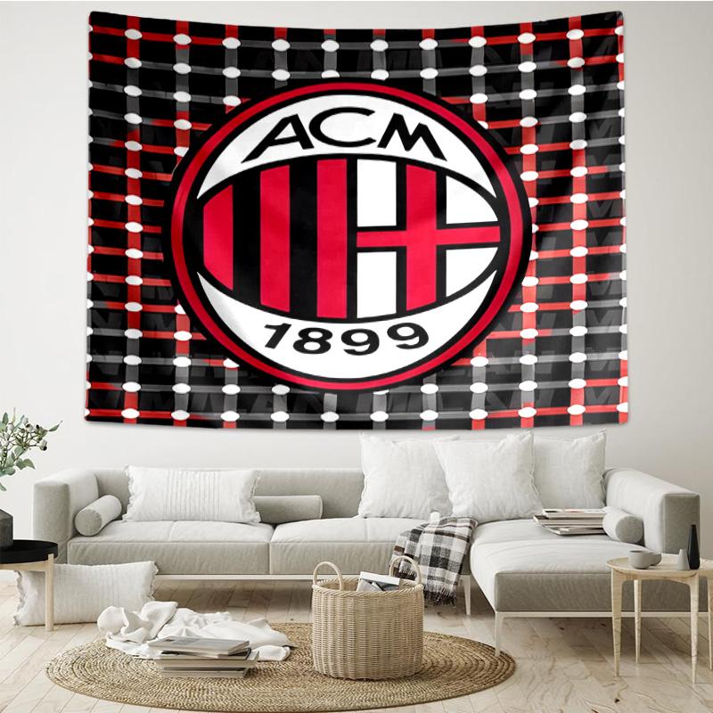 1PC Milan Football club Printed Tapestry Room Decoration Wall Hanging for Living Room Bedroom, dormitory, Birthday and Christmas gifts