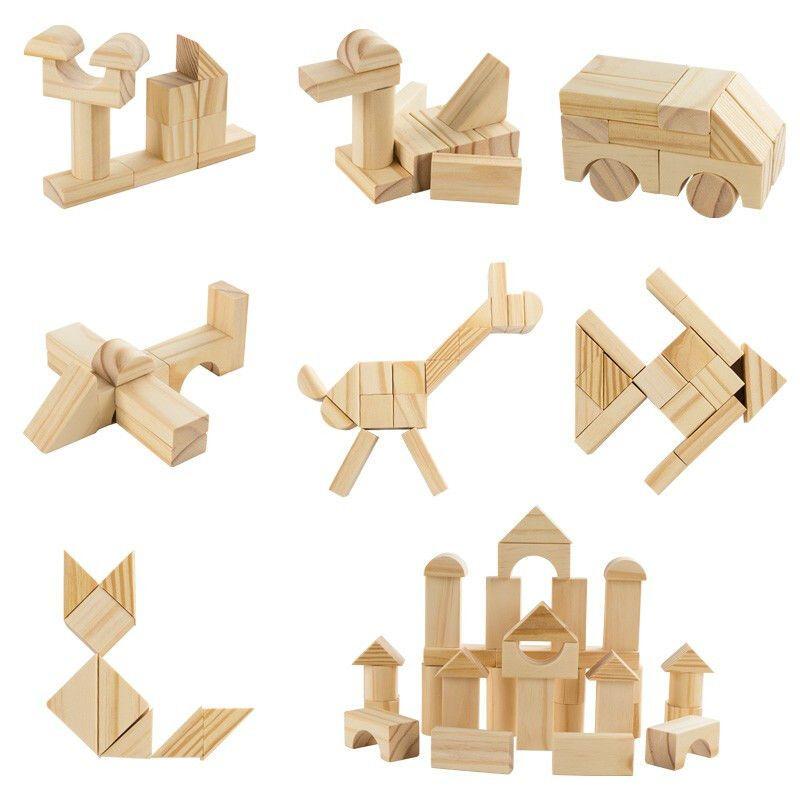 Original Wooden Baby Building Blocks Assembled Educational Toys3Boys and Girls Wood Solid Wood Baby6Kindergarten