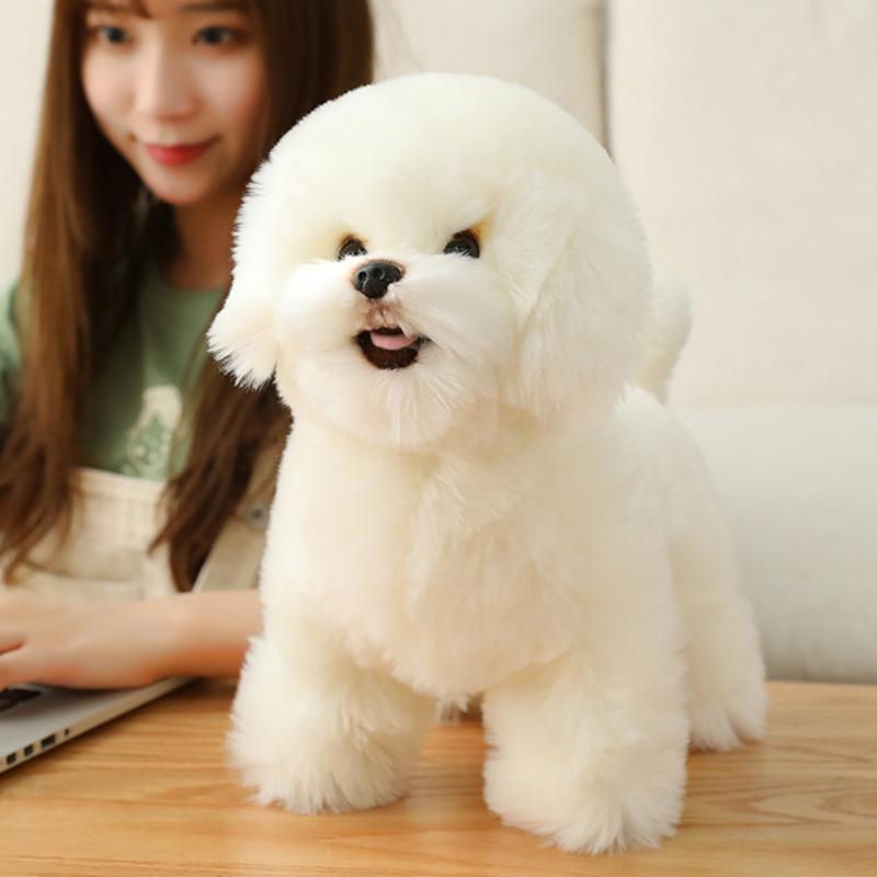 Симуляция Бишон Фризе Игрушки Собака Кукла Милый Спящий Игрушки-Спиннеры Собака Мягкая Плюшевая Игрушка Щенок Интерактивный Сопровождающий Товары для Питомцев Продукт