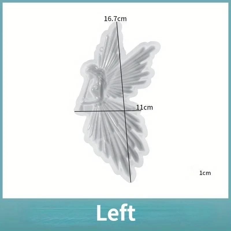 Crystal Drop Glue DIY Angel Mold Handmade Creative Symmetrical Left and Right Blowing Flute Wings Fairy Mirror Silicone Mold