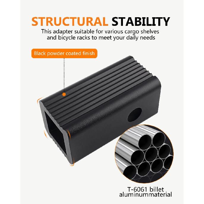 2'' Class III/IV to 1-1/4'' Class I/II Receiver Hitch Adapter ert Sleeve Mount Adapter 2'' to 1/4'' Trailer Receiver Converter for Bike Rack and