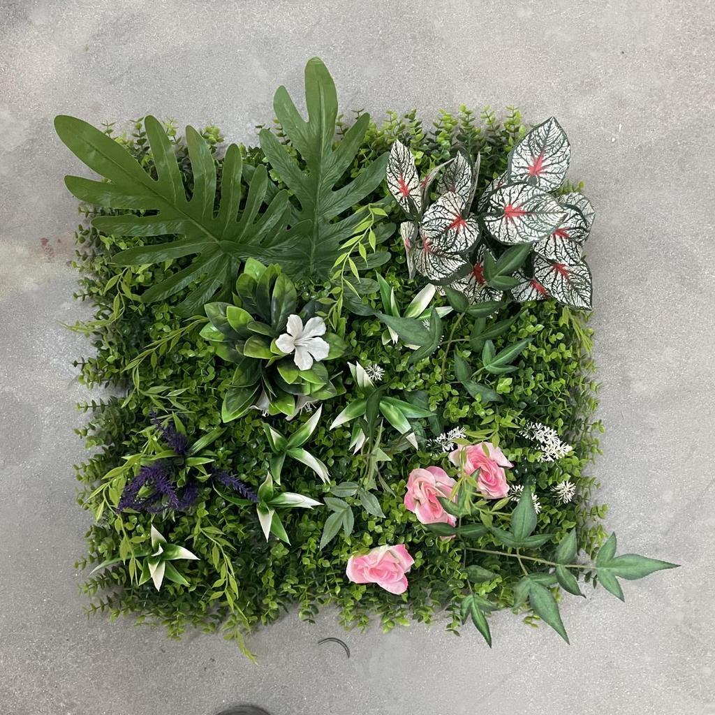 50×50cm Artificial Green Plant Wall - Plastic Vertical Garden, Fake Flower Wall, Synthetic Turf Background