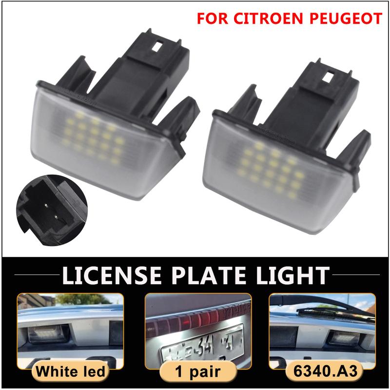 2X LED Car License Number Plate Light For Citroen C3 C4 C5 BERLINGO Saxo Xsara Picasso Peugeot Partner 206 207 306 307 308 5008