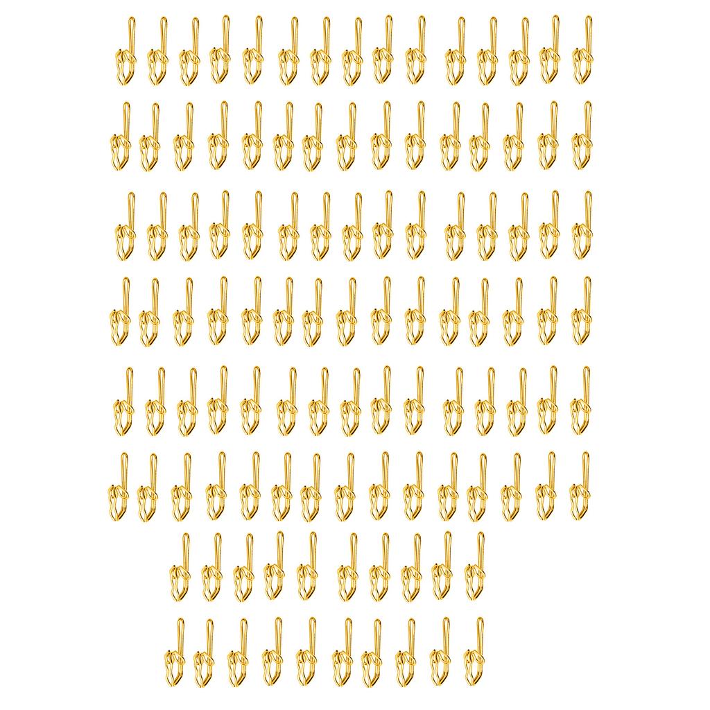 100 штук Металлические крючки для штор Серебристая/Золотистая отделка Легко использовать Крючки для драпировки для элегантного домашнего декора Стальные крючки