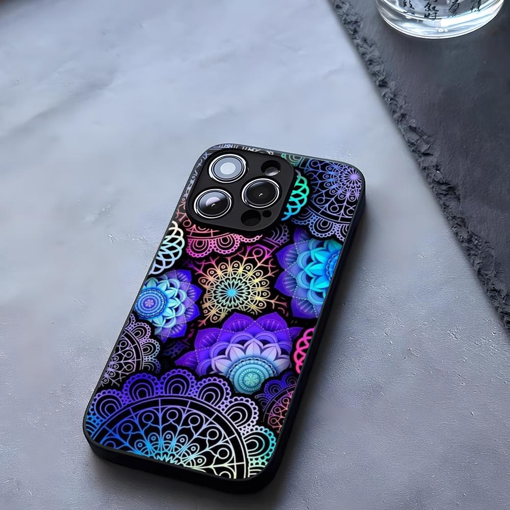 Mandala Flower Phone Case Tempered Glass For IPhone 17 13 14 16 12 15 11 Pro Max Plus Mini X XR SE2020 Coque