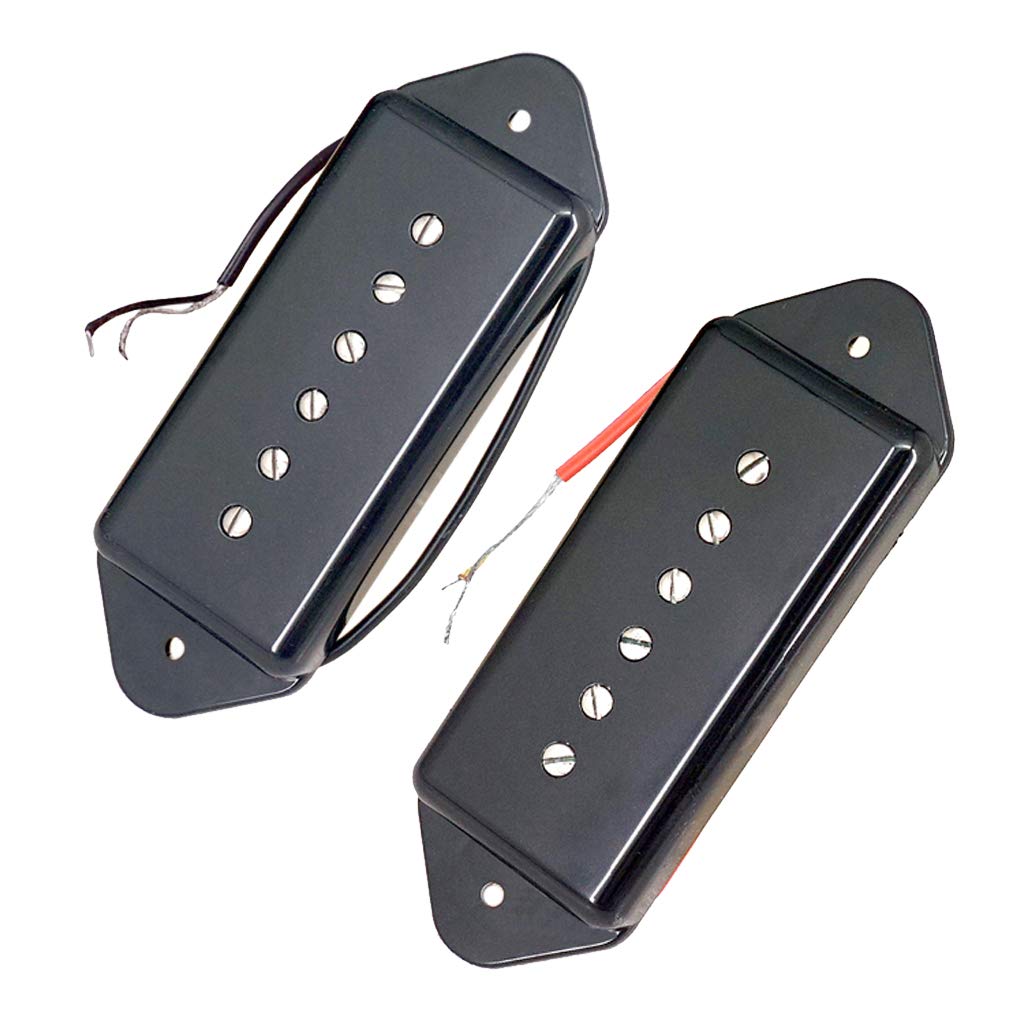 P90 Dog Ear Style Single Coil Pickups Guitar Pickups (Neck Bridge) For Epi Lp Electric Guitar Silveryellowbk 5052Mm