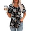 Женская летняя модная повседневная плиссированная футболка с коротким рукавом и круглым вырезом с принтом Топ