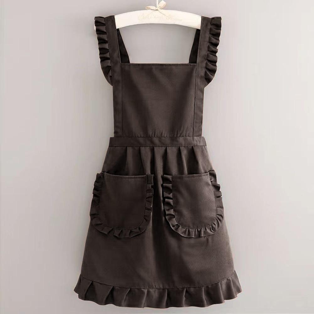 Прочные Хлопковые Кружевные Фартуки Водонепроницаемые Корейский Стиль Кухонные Фартуки Милые Большие Карманы Фартук для Рисования для Женщин Девочек