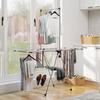 Foldable Clothes Airer, Standing Dryer with Adjustable Wings and Shoe Holders. Stainless Steel. 156.5 x 68 x 192 cm. Silver
