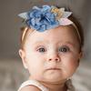 Детская повязка на голову с искусственным цветочным принтом, мягкие эластичные стразы, декоративная подарочная ткань, повязка для волос для новорожденных, головные уборы для девочек, аксессуары для волос