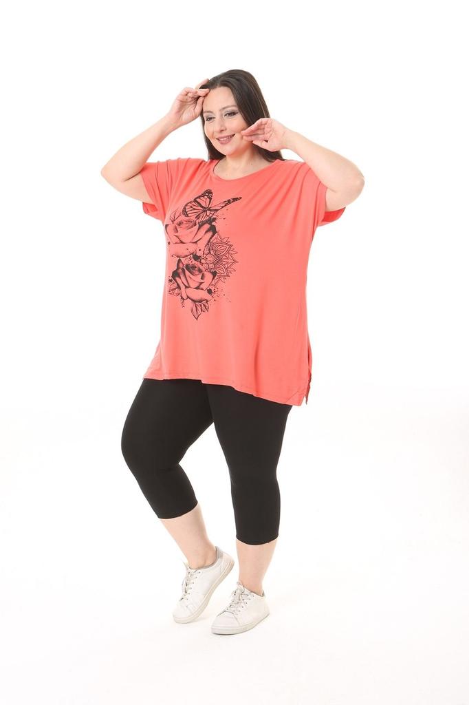 Женская блузка большого размера, одежда больших размеров, блузка с принтом граната и розы