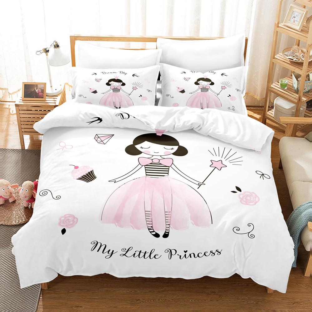 Cartoon Ballet Duvet Cover Set Princess Style Dancing Girl 3D Print King Queen for Girls Women Teen Dancer Polyester Bedding Set