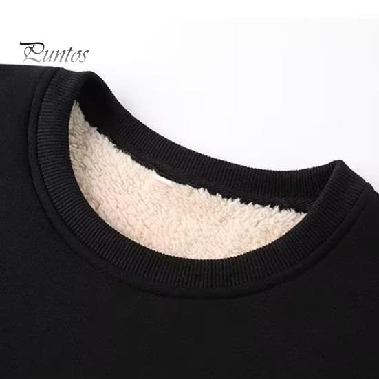 Winter Men Sweatshirt Thickened Plush Keep Warm O Neck Long Sleeves Elastic Cuff Plus Size Solid Color Bottoming Top Daily Wear Clothes