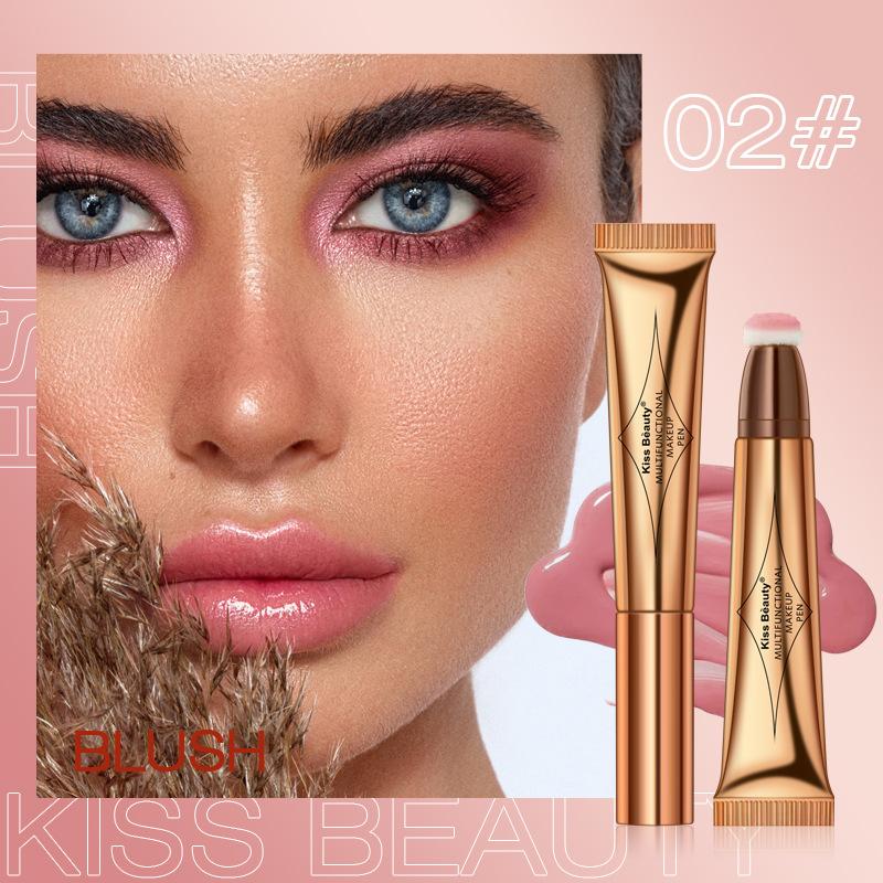 Многофункциональный макияж-ручка Kissbeauty Жидкие румяна Хайлайтер Жемчужная ручка для контуринга Мелкий глиттер Естественно осветляет лицо
