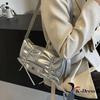 Balletcore Shoulder Bag Hobo Bag Half Moon String Ribbon Mini Medium Size Y2K Silver Handbag Pink