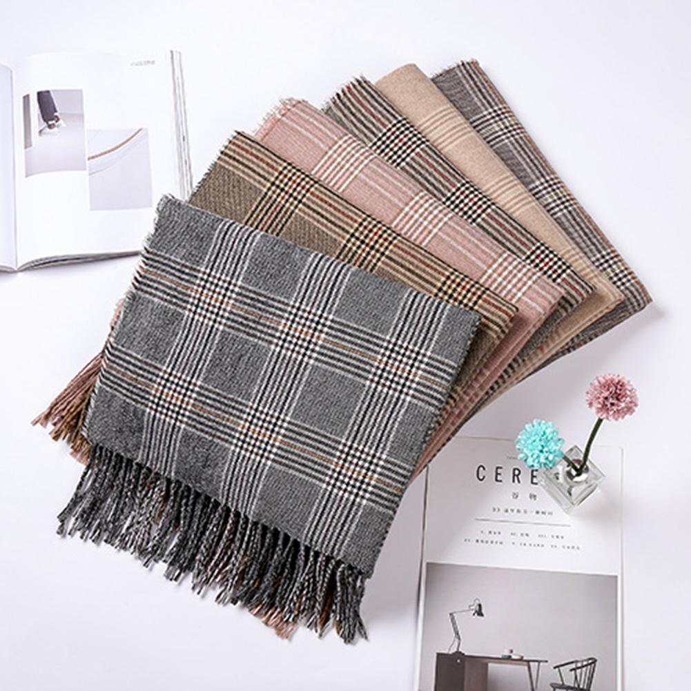 Autumn Winter Warm Scarf Fashion British Style Plaid Tassel Imitation Cashmere Shawl Cape