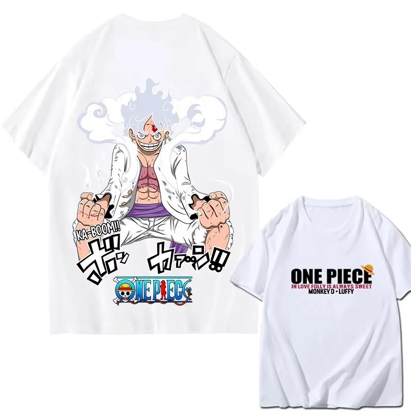 2026 Graphic T-shirt Unisex One Piece Luffy Gear 5 Nika Anime Printed Women Short Sleeve Tee Streetwear Casual Ins Y2k