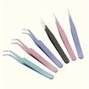 2 шт. прецизионных пинцета из нержавеющей стали, цветной альбом, прямая и изогнутая головка, розовый/синий/фиолетовый/белый/черный