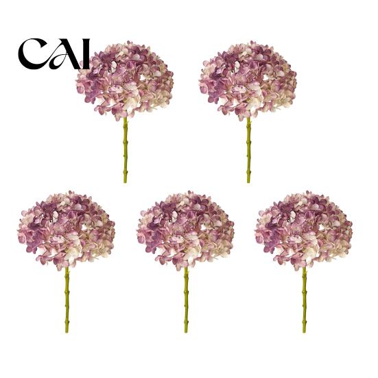 Fake Hydrangea Stems for DIY Floral Arrangements Artificial Autumn Silk Flowers with Retro Burnt Edge, Multi Colors Bendable Realistic