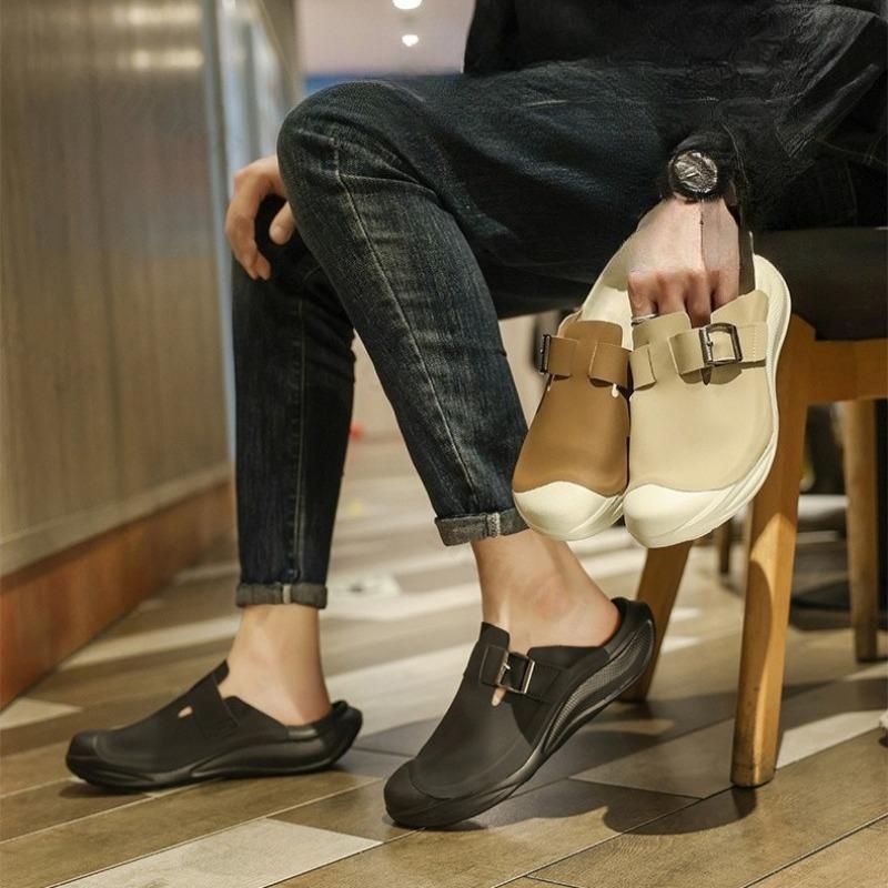 Мода Модный тренд Повседневные полушлепанцы для мужских 2025 Весна Новинка Толстая подошва Ретро Удобные Слипоны Драггеры Пляжные Массивные Сандалии