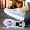 Runaway Shoes Boys Shoes Charging Double Wheel Burst Shoes Students Shoes with Lights Skates Shoes with Wheels