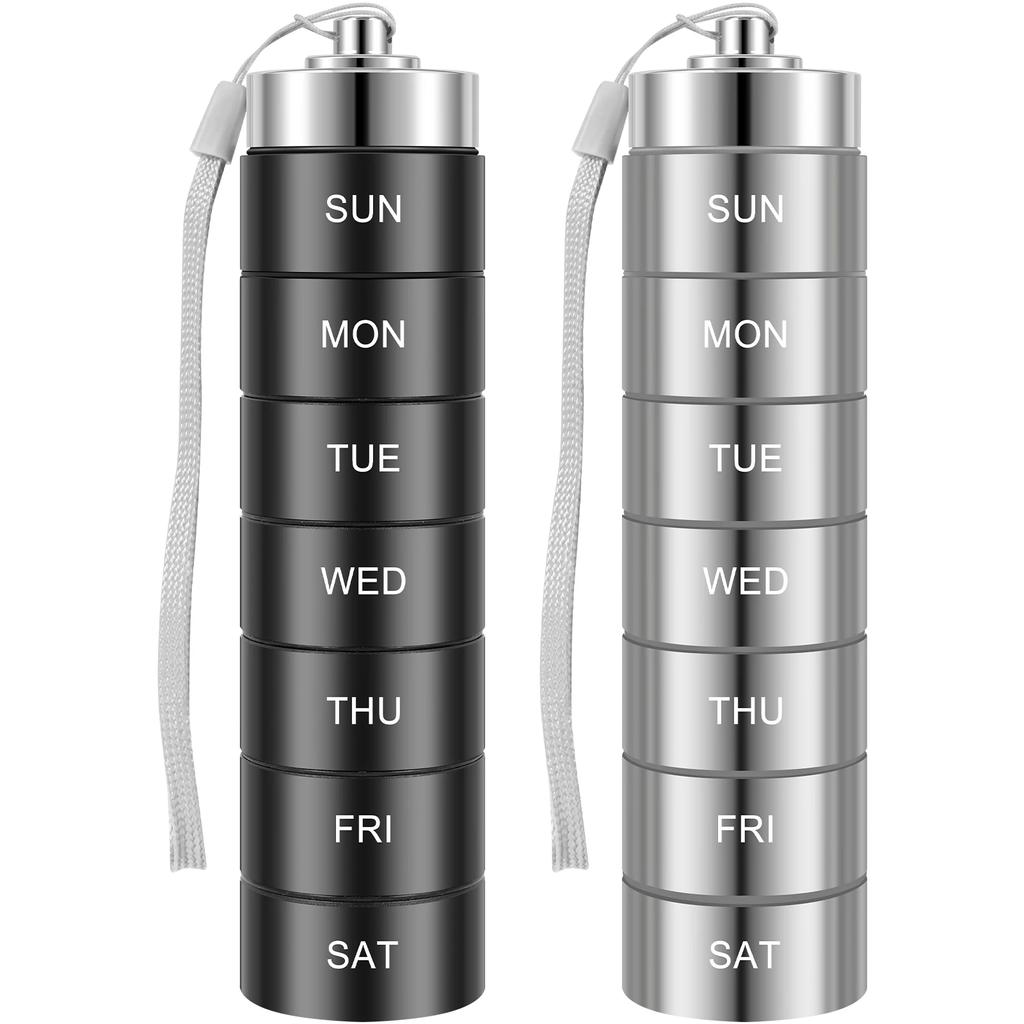 2 шт. алюминиевый сплав органайзер для таблеток штабелируемый герметичный водонепроницаемый еженедельный контейнер для хранения таблеток портативный дорожный футляр для таблеток коробка