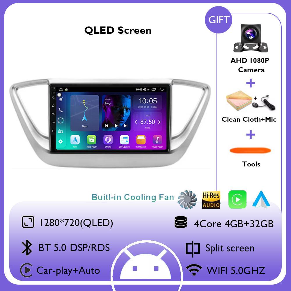 Android 14 автомобильное радио для Hyundai Solaris 2 Verna Accent 2017 2018 2019 2020 мультимедийный стереоплеер навигация GPS головное устройство BT