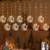 Diwali Usb Curtain String Lights Hanging Diya Ring Ornaments 8 Modes Window Curtain Light Home Mandir for Muslim Holiday Decor