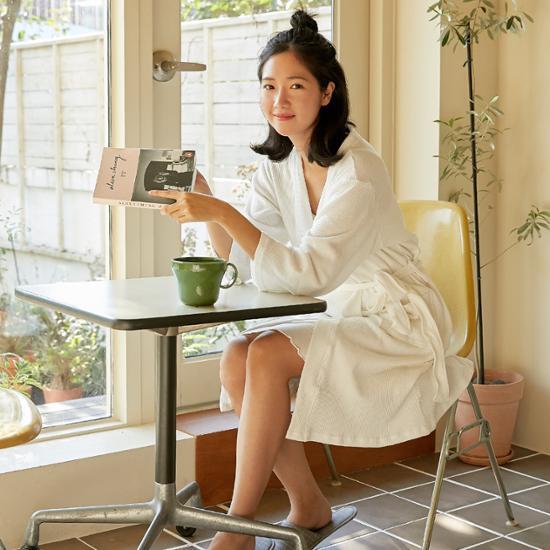 Dry Five Soft Cotton Waffle Cotton Hotel Shower Gown (White, Gray)